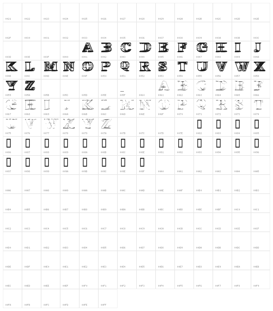 Wireframe-Davenport Character Map