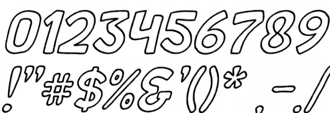Wishcar Moundy Outline Italic Font OTHER CHARS