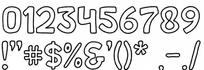 Wishcar Moundy Outline Font OTHER CHARS
