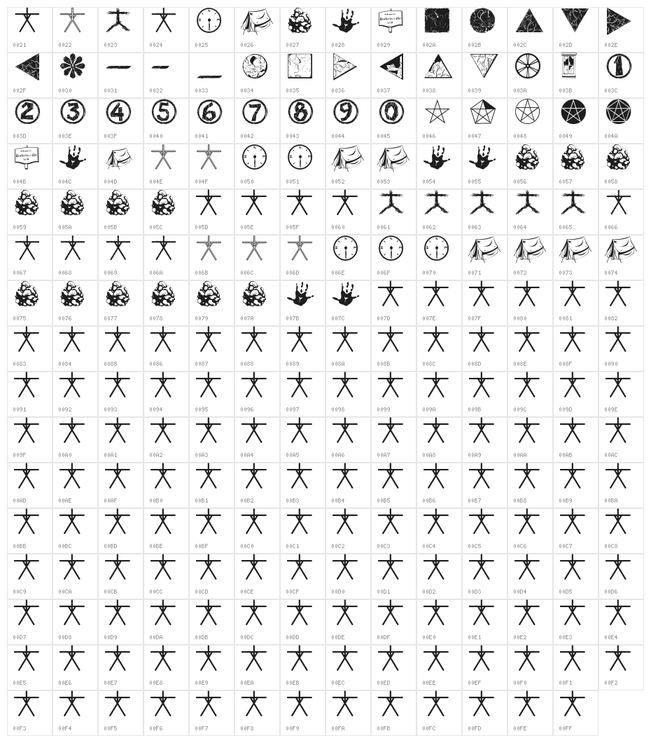 WitchDings Character Map