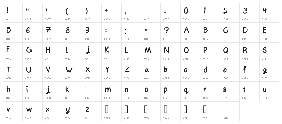 Witchi Font Regular Character Map