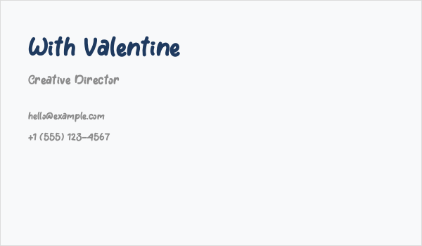 With Valentine Business Card