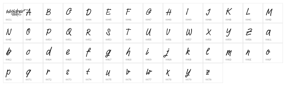 Withdrew Regular Character Map