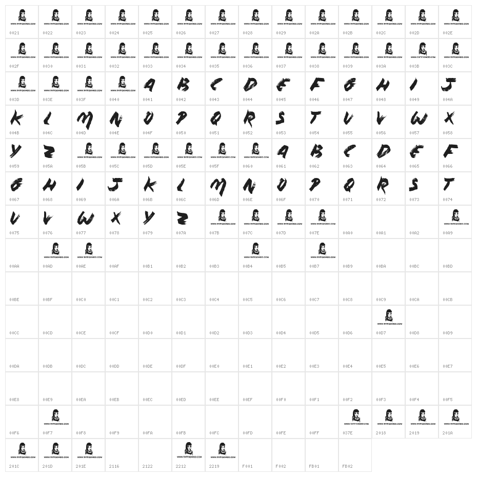 Without Notice Character Map