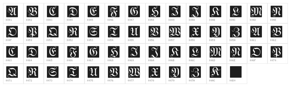 WittewittMajuscles-FlourishBricks Character Map
