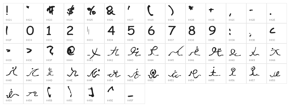 Wizard Runes-1 Character Map