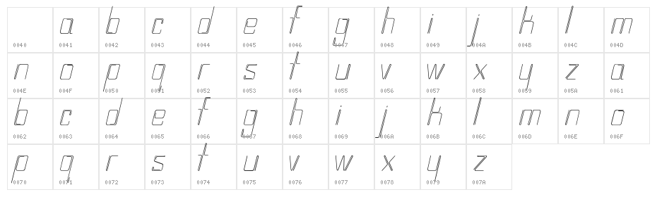wireplayItalic Character Map