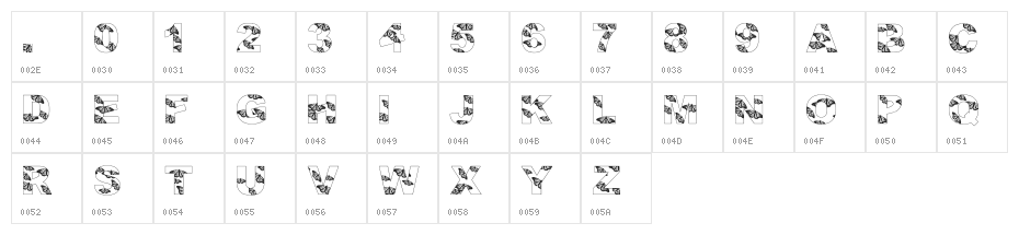 WL Royal Flutter Open Caps Character Map
