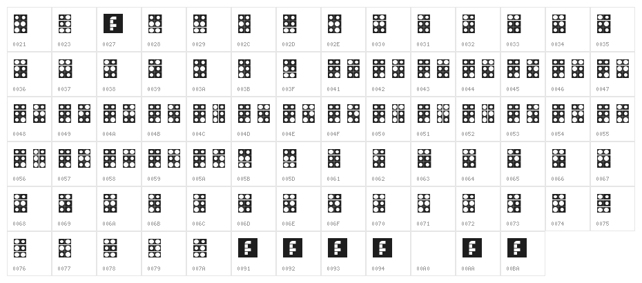 WLM Braille 4 Regular Character Map