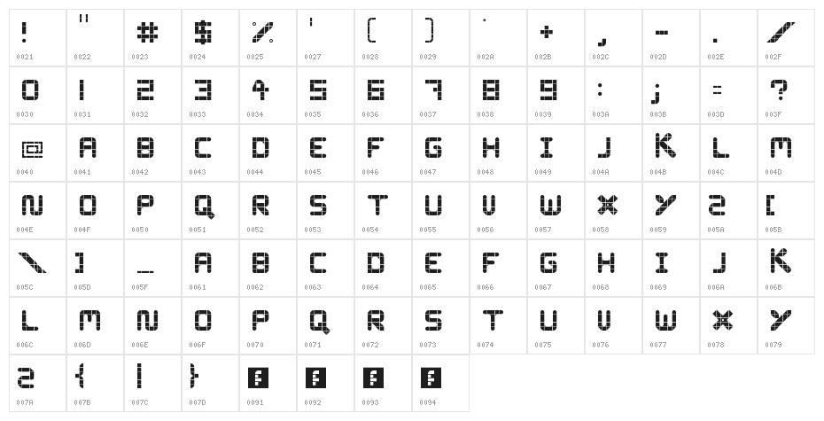 WLM Grid Font Bold Regular Character Map