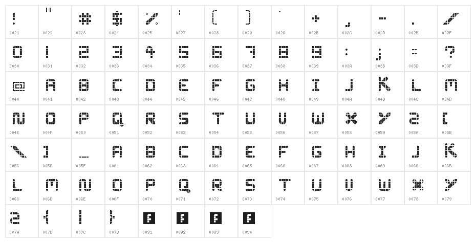 WLM Grid Font Regular Character Map