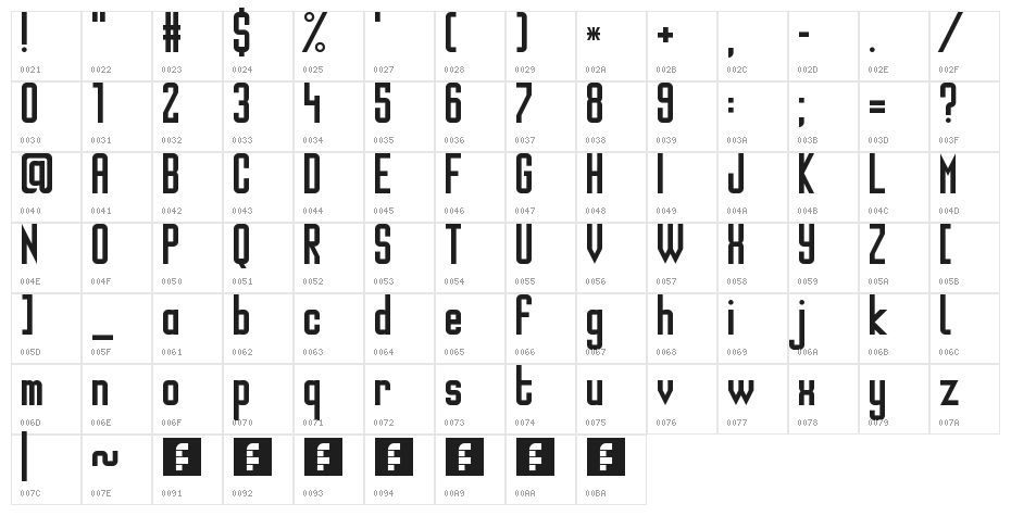 WLM Modern Sans Regular Character Map