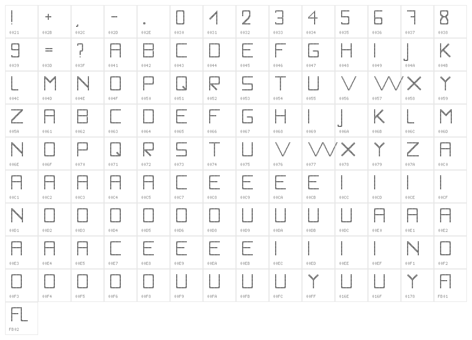 WLM Nova Sans Grid Regular Character Map