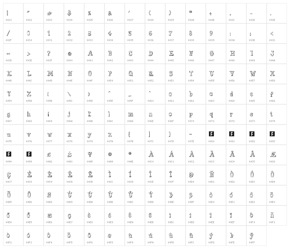 WLM Sketch Cool Regular Character Map