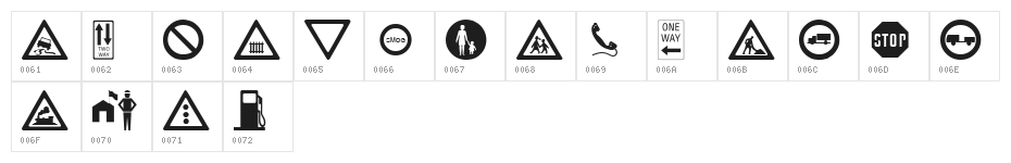 wmroadsigns Character Map