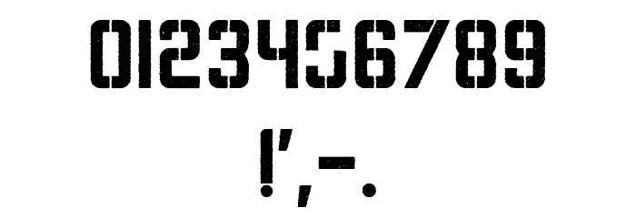 WOK STENCIL - CAPS ARMY Font OTHER CHARS