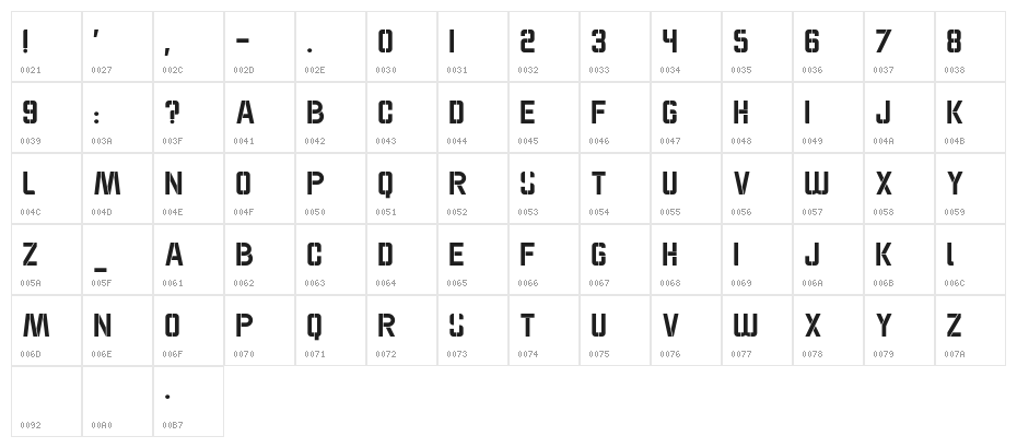 WOK STENCIL - CAPS Medium Character Map