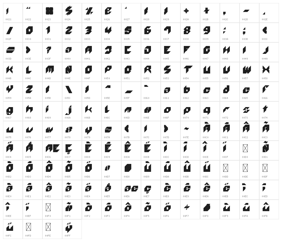 WOLF100-Regular Character Map