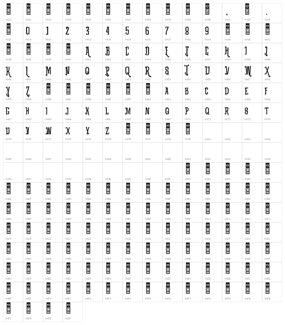 WOLFA Regular Character Map