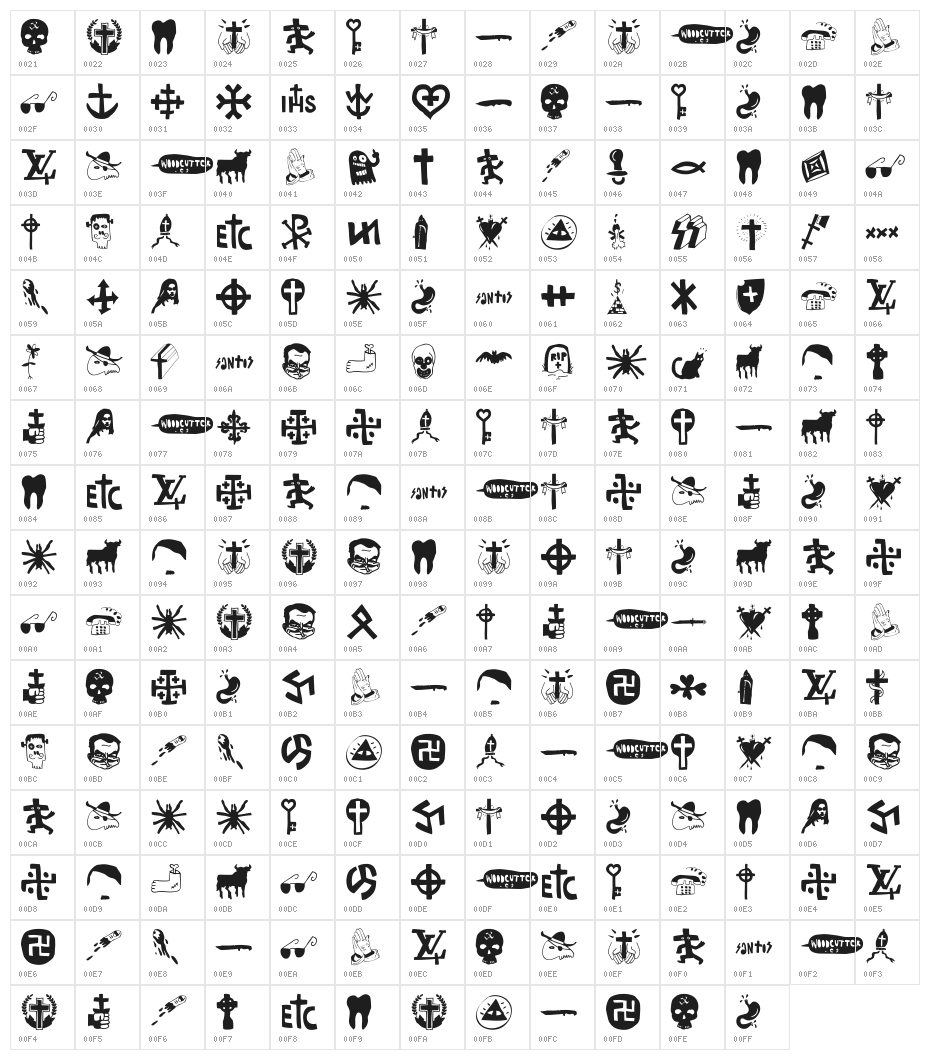 WOODCUTTER EL DÍA DE TODOS LOS SANTOS Character Map