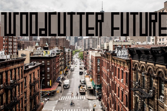 WOODCUTTER FUTURE Font examples