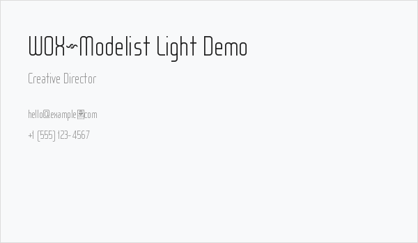 WOX~Modelist Light Demo Business Card