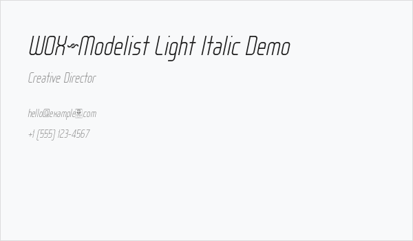 WOX~Modelist Light Italic Demo Business Card