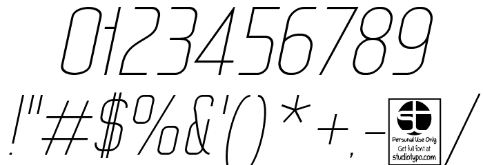 WOX~Modelist Thin Italic Demo Font OTHER CHARS