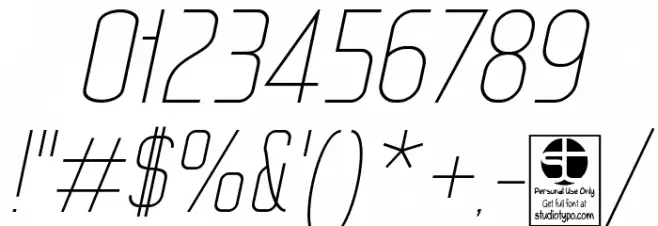WOX~Modelist Thin Italic Demo Font OTHER CHARS