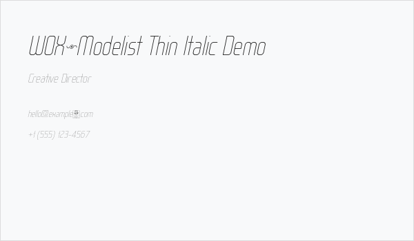 WOX~Modelist Thin Italic Demo Business Card