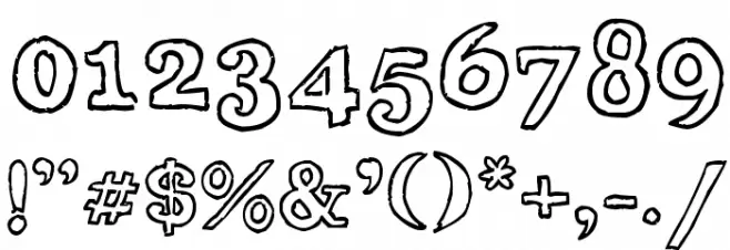 Wobbly Bob Outline Font OTHER CHARS