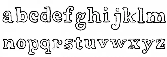 Wobbly Bob Outline フォント 小文字