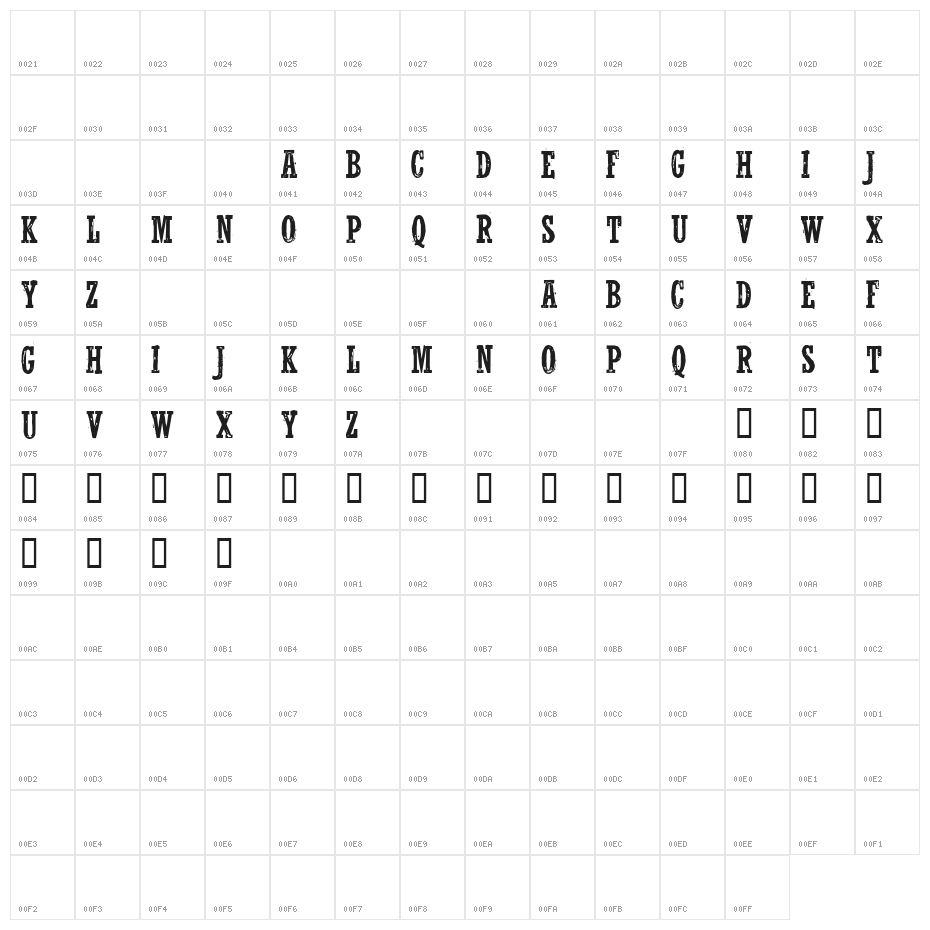 WolfredNelson Regular Character Map