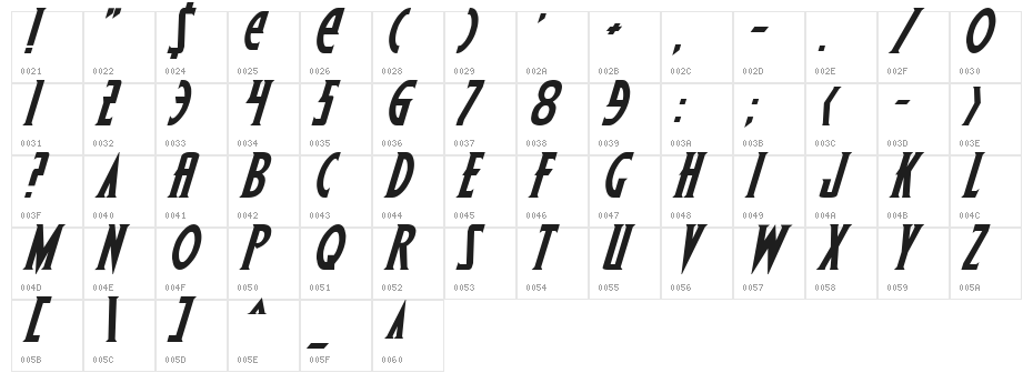 Wolf's Bane Bold Italic Character Map