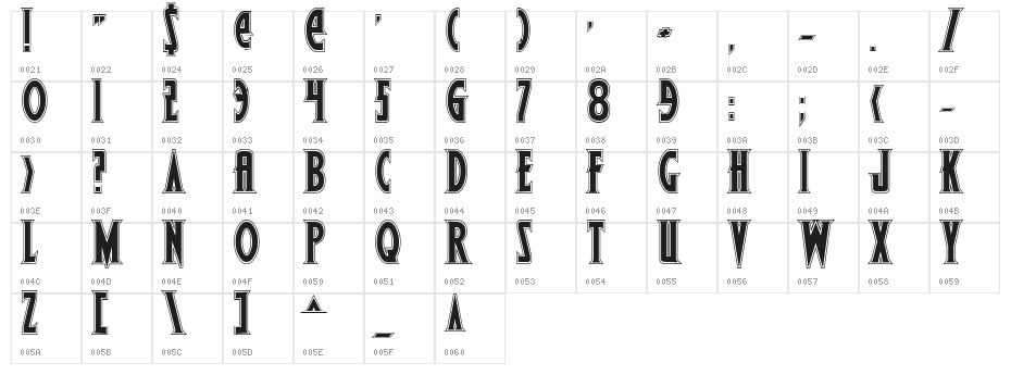 Wolf's Bane Bold Pro Character Map