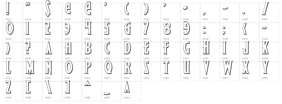 Wolf's Bane Bold Shadow Character Map