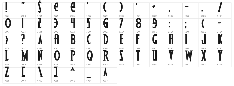 Wolf's Bane Bold Character Map