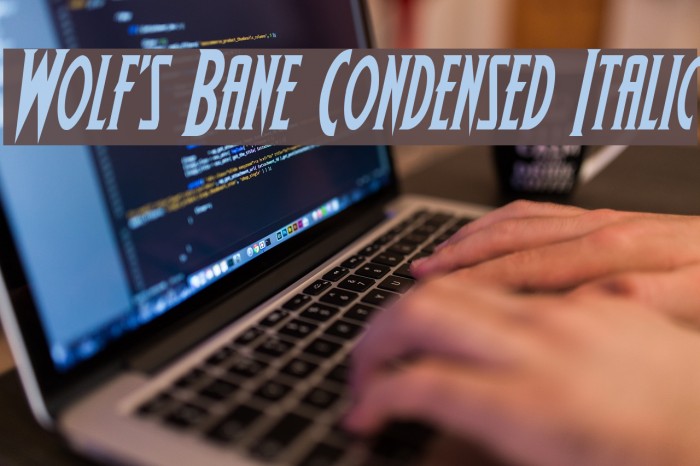 Wolf's Bane Condensed Italic Font examples