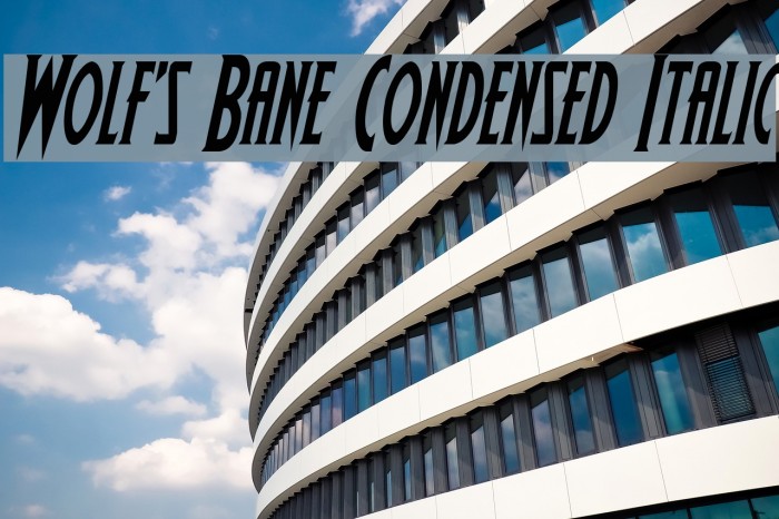 Wolf's Bane Condensed Italic Font examples