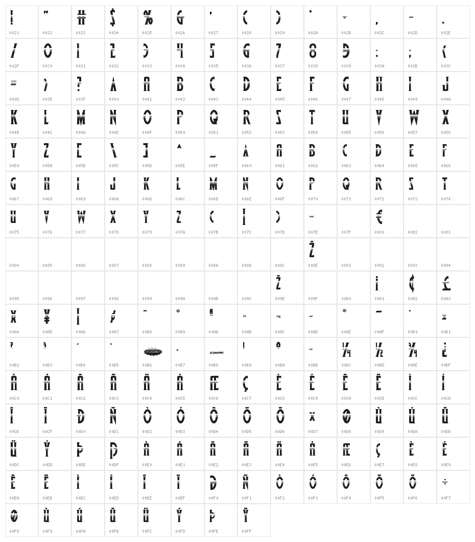 Wolf's Bane II Halftone Character Map