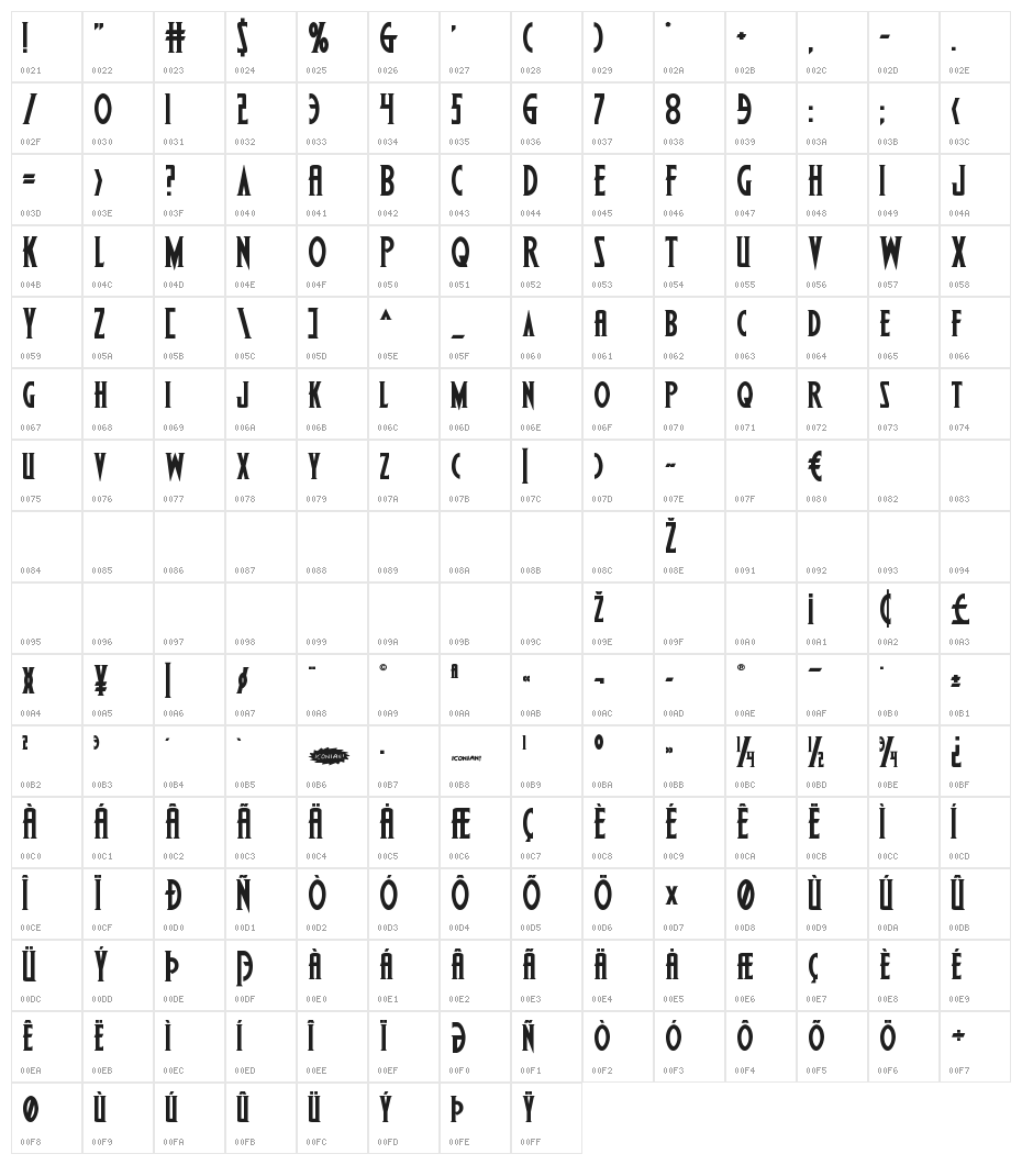 Wolf's Bane II Regular Character Map