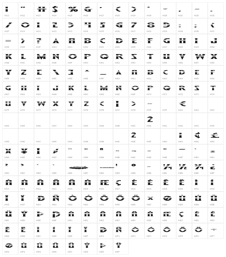Wolf's Bane II Super-Expand Halftone Character Map