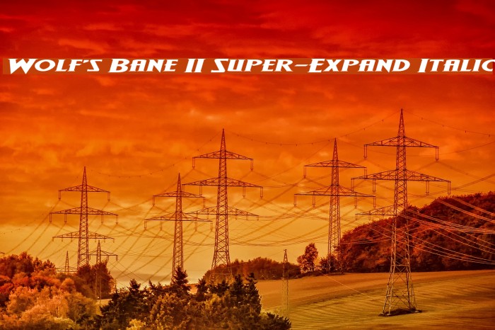 Wolf's Bane II Super-Expand Italic Font examples