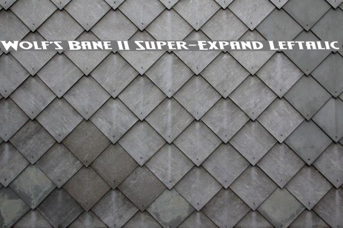 Wolf's Bane II Super-Expand Leftalic Font examples