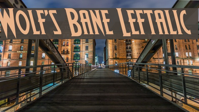 Wolf's Bane Leftalic Font examples