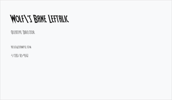 Wolf's Bane Leftalic Business Card