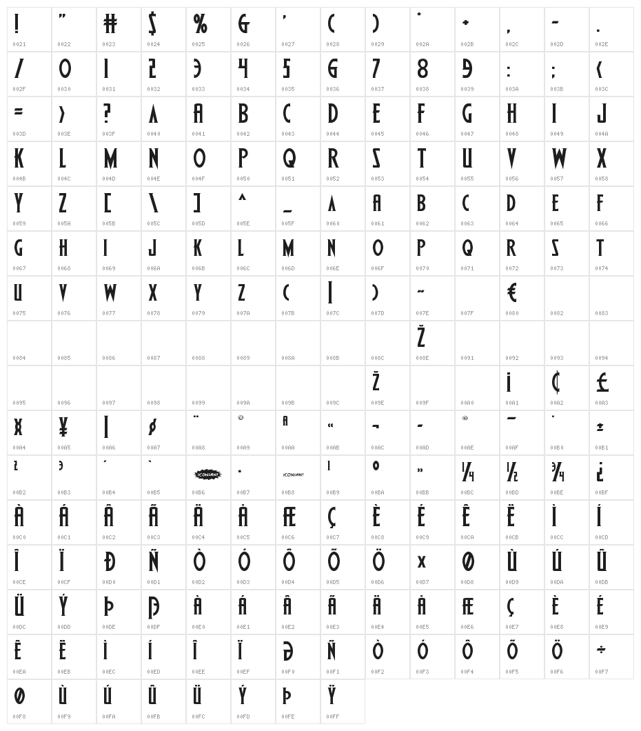 Wolf's Bane Regular Character Map
