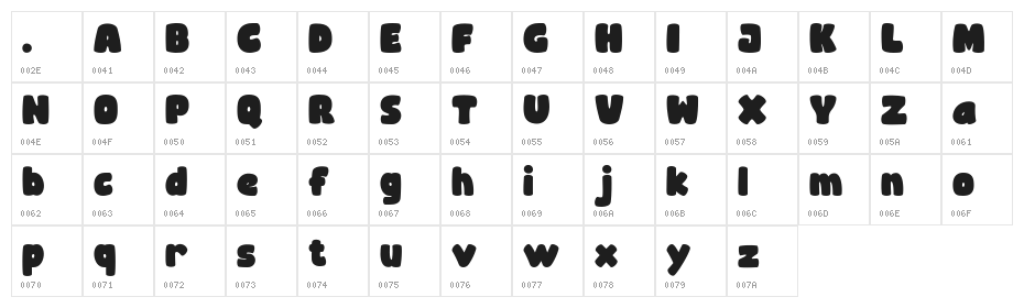 Woly Wonka Regular Character Map