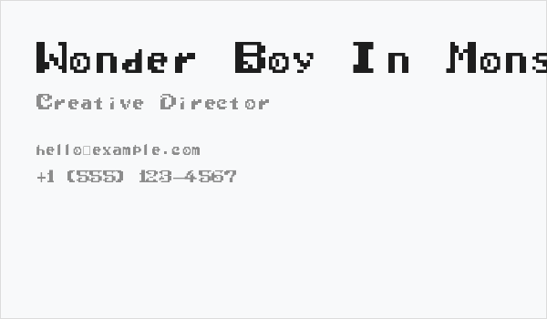 Wonder Boy In Monster World Business Card