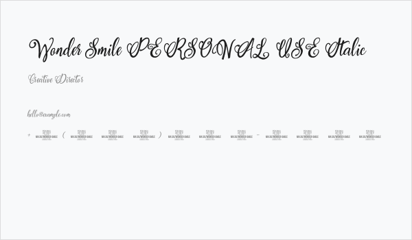 Wonder Smile PERSONAL USE Italic Business Card